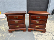 Load image into Gallery viewer, Pair of Lexington Cherry 3-Drawer Nightstands – Classic Traditional Style
