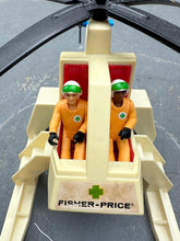 Load image into Gallery viewer, 1974 Fisher-Price Rescue Helicopter #305 with 2 Figures – Vintage Original

