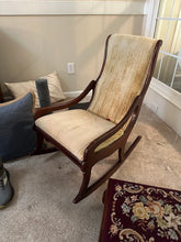 Load image into Gallery viewer, Traditional Mahogany Rocking Chair with Upholstered High Back Lounge Chair
