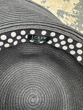 Load image into Gallery viewer, J.Crew Wide Brim Black Straw Sun Hat – Polka Dot Lining – 17&quot; Total Width – Light Use		$5	6/12	6/14
