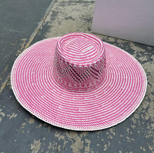 Load image into Gallery viewer, New J.Crew Pink &amp; White Wide Brim Sun Hat – S/M – Original Tag $69.50
