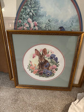Load image into Gallery viewer, Judy Mizell Signed Numbered Bunny Print Framed Floral Rabbit Wall Art
