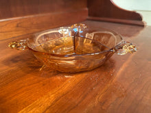 Load image into Gallery viewer, Fostoria Baroque Topaz Divided Relish Dish Amber Glass Server
