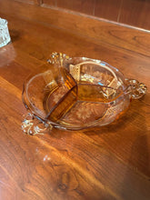 Load image into Gallery viewer, Fostoria Baroque Topaz Divided Relish Dish Amber Glass Server
