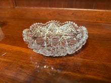 Load image into Gallery viewer, Vintage Cut Glass Crystal Serving Bowl Starburst Sawtooth Edge
