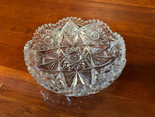 Load image into Gallery viewer, Vintage Cut Glass Crystal Serving Bowl Starburst Sawtooth Edge
