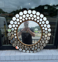 Load image into Gallery viewer, Round Accent Wall Mirror with Bubble Frame – Bronze Finish &amp; Beveled Mirror Circles
