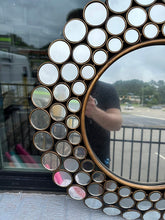 Load image into Gallery viewer, Round Accent Wall Mirror with Bubble Frame – Bronze Finish &amp; Beveled Mirror Circles
