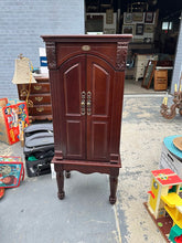 Load image into Gallery viewer, Traditional Cherry-Finish Standing Jewelry Armoire with Mirror

