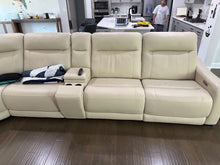 Load image into Gallery viewer, Ivory Leather Power Reclining Modular Sectional Sofa 9 Piece Configuration
