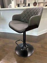 Load image into Gallery viewer, Armen Living Adjustable Grey Upholstered Swivel Bar Stools Pair

