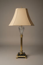 Load image into Gallery viewer, Crystal Brass Table Lamp Cut Glass Urn Form Black Marble Base
