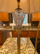 Load image into Gallery viewer, Crystal Brass Table Lamp Cut Glass Urn Form Black Marble Base
