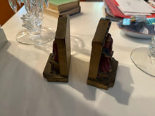 Load image into Gallery viewer, Antique LV Aronson Reading Monk Library Bookends Cast Metal Pair 1920s
