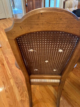 Load image into Gallery viewer, Traditional Flamed Mahogany Double Pedestal Dining Table with 2 Leaves and 6 Cane Back Dining Chairs

