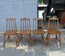 Load image into Gallery viewer, Set of 4 Solid Oak Dining Chairs – Rustic Farmhouse Style

