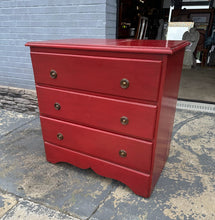 Load image into Gallery viewer, Red Rolling Chest with Drop-Front Desk – Child’s Secretary Chest on Casters
