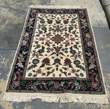 Load image into Gallery viewer, &quot;Garden of Isfahan&quot; Hand-Knotted Wool Rug – 72&quot;x50&quot; Cream &amp; Navy Floral
