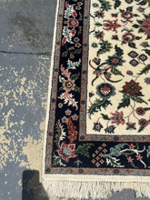 Load image into Gallery viewer, &quot;Garden of Isfahan&quot; Hand-Knotted Wool Rug – 72&quot;x50&quot; Cream &amp; Navy Floral
