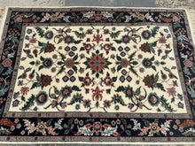 Load image into Gallery viewer, &quot;Garden of Isfahan&quot; Hand-Knotted Wool Rug – 72&quot;x50&quot; Cream &amp; Navy Floral
