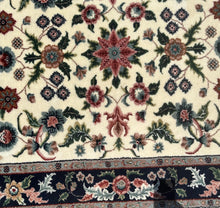 Load image into Gallery viewer, &quot;Garden of Isfahan&quot; Hand-Knotted Wool Rug – 72&quot;x50&quot; Cream &amp; Navy Floral
