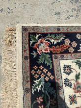 Load image into Gallery viewer, &quot;Garden of Isfahan&quot; Hand-Knotted Wool Rug – 72&quot;x50&quot; Cream &amp; Navy Floral
