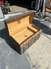 Load image into Gallery viewer, Antique Dome Top Steamer Trunk with Embossed Tin Panels
