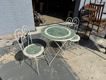 Load image into Gallery viewer, Mosaic Tile Bistro Table &amp; Chairs Set – Garden Herb Motif
