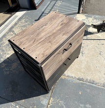 Load image into Gallery viewer, Rustic Industrial Lateral File Cabinet – 2 Drawer, Charred Wood &amp; Gray Finish
