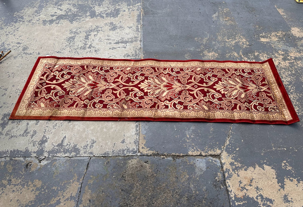 Justine Collection Red & Gold Viscose Chenille Runner Rug – 2' x 7'