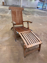 Load image into Gallery viewer, Solid Teak Adjustable Reclining Patio Lounge Chair with Pull-Out Footrest
