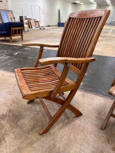 Load image into Gallery viewer, Pair of Solid Teak Folding Outdoor Armchairs with Slatted Seats and Backs
