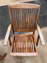 Load image into Gallery viewer, Pair of Solid Teak Folding Outdoor Armchairs with Slatted Seats and Backs
