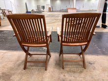 Load image into Gallery viewer, Pair of Solid Teak Folding Outdoor Armchairs with Slatted Seats and Backs
