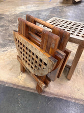 Load image into Gallery viewer, Pair of Classic Teak Solid Teak Folding Side Tables, Round and Square
