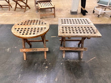 Load image into Gallery viewer, Pair of Classic Teak Solid Teak Folding Side Tables, Round and Square
