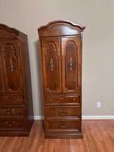 Load image into Gallery viewer, Pair of Thomasville Burled Cabinets with Pull-Out Tables
