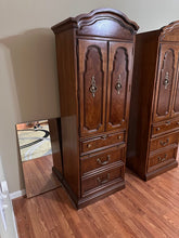 Load image into Gallery viewer, Pair of Thomasville Burled Cabinets with Pull-Out Tables
