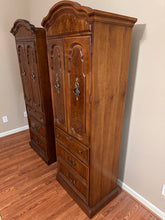 Load image into Gallery viewer, Pair of Thomasville Burled Cabinets with Pull-Out Tables
