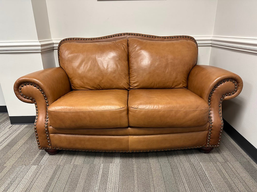 Authentic Leather Loveseat in Ari Brown, 70