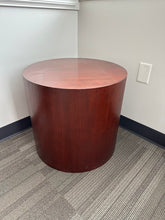 Load image into Gallery viewer, Round Cylinder Side Table – Mahogany Finish, 22”
