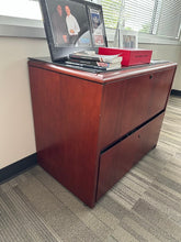 Load image into Gallery viewer, 2-Drawer Lateral File Cabinet – Mahogany Finish, 36”
