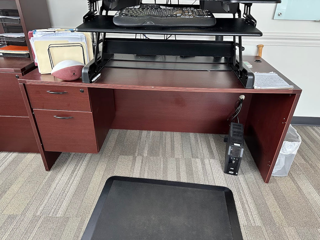 Mahogany Finish Work Desk with Drawer and File Cabinet