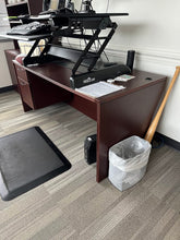 Load image into Gallery viewer, Mahogany Finish Work Desk with Drawer and File Cabinet
