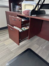 Load image into Gallery viewer, Mahogany Finish Work Desk with Drawer and File Cabinet

