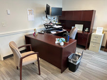Load image into Gallery viewer, Professional U-Shaped Executive Desk with Cabinet – Mahogany Finish, 96x66

