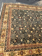 Load image into Gallery viewer, Traditional Floral Area Rug – Black &amp; Gold – 8&#39; x 11.5&#39;
