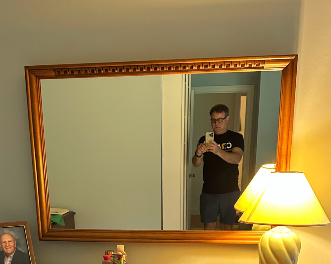 Thomasville Traditional Solid Wood Mirror – Ornate Beveled Frame in Warm Honey Finish