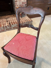Load image into Gallery viewer, Antique Mahogany Flower-Carved Saber-Legged Side Chair
