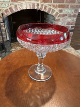 Load image into Gallery viewer, Vintage Ruby Flash Diamond-Cut Glass Compote / Pedestal Bowl
